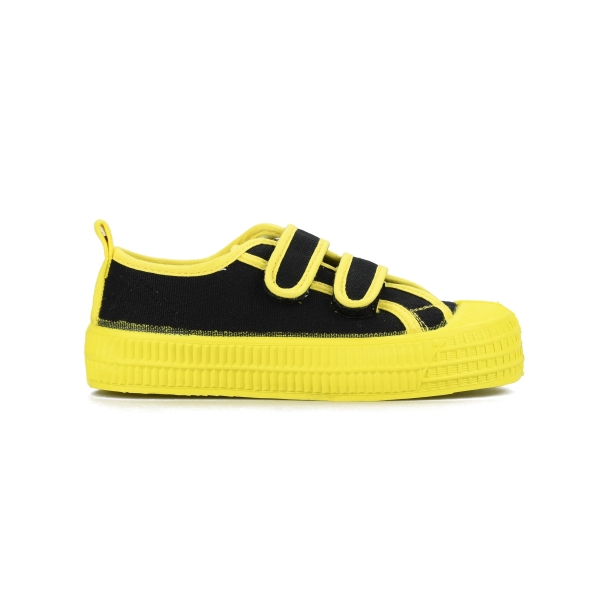 Novesta S.M.Kid Velcro 60 Blk / 823 Ylw Kids' Sneakers Black / Yellow | FHVKBG8zgXl